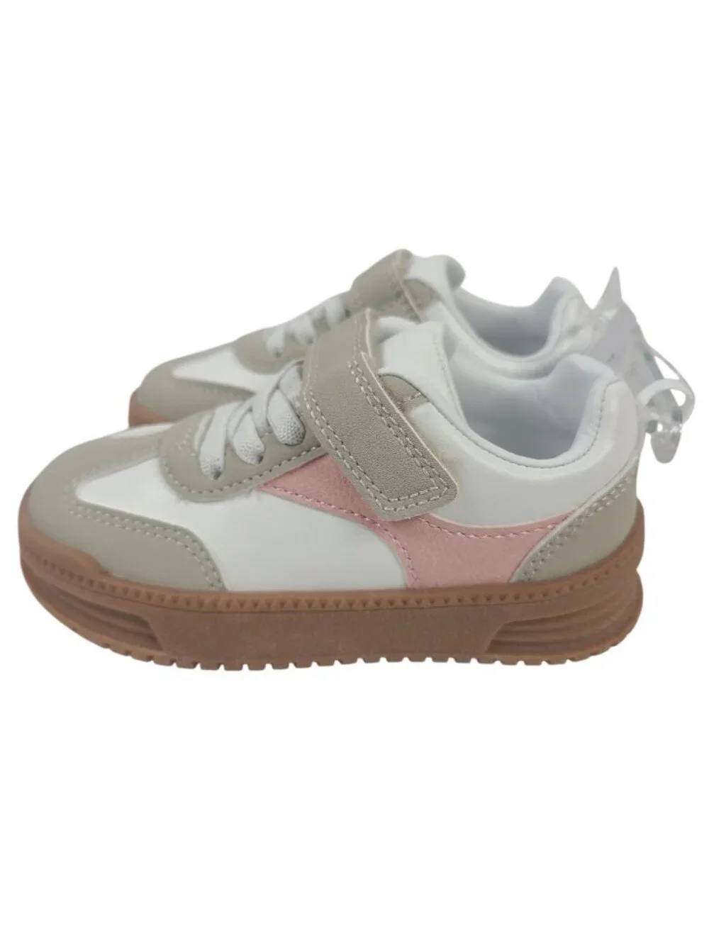 NEW Carters Toddler Girls Cruz Sneakers Straps White Beige & Pink Size 7